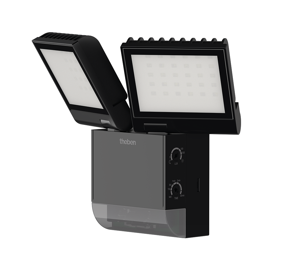 Theben 1020803 theLeda S17-100 BK LED-Strahler 17 W mit Bewegungsmelder 180°, schwarz