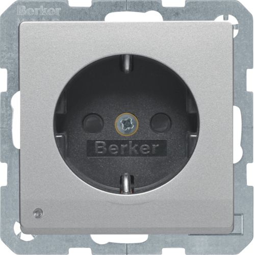 Berker 41096084 Schutzkontakt-Steckdose mit LED-Orientierungslicht, Q.x, aluminium samt