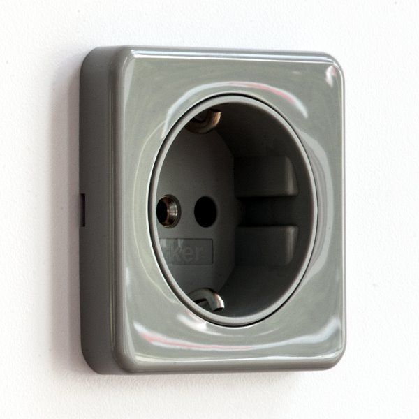 Berker 941852506 Schutzkontakt-Steckdose mit Schraubklemmen, Integro Modul-Einsätze, grau matt