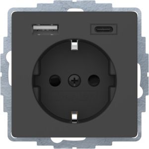 Berker 48046086 Schutzkontakt-Steckdose / USB A-C, Q.x, anthrazit samt lackiert
