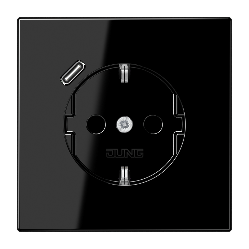 Jung LS1520-18CSW Schutzkontakt-Steckdose 16 A, mit USB-Ladegerät 1 x Typ C, SAFETY+, Serie LS, schwarz