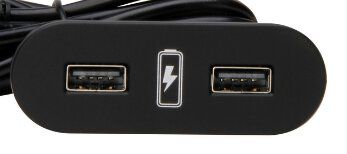 Kopp 939737013 VersaPICK USB Einbauset mit 2x USB, Kunststoff oval schwarz