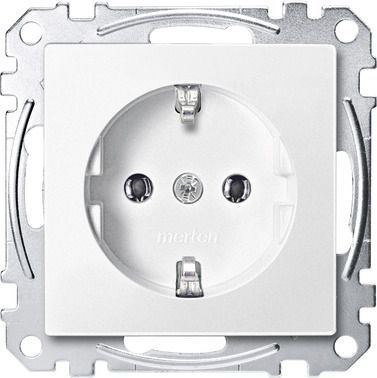 Merten MEG2401-0419 Schutzkontakt-Steckdose, Schraub-Liftklemmen, System M, polarweiß