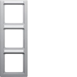 Berker 10136014 Rahmen 3-fach mit Beschriftungsfeld senkrecht, Q.1, aluminium samt