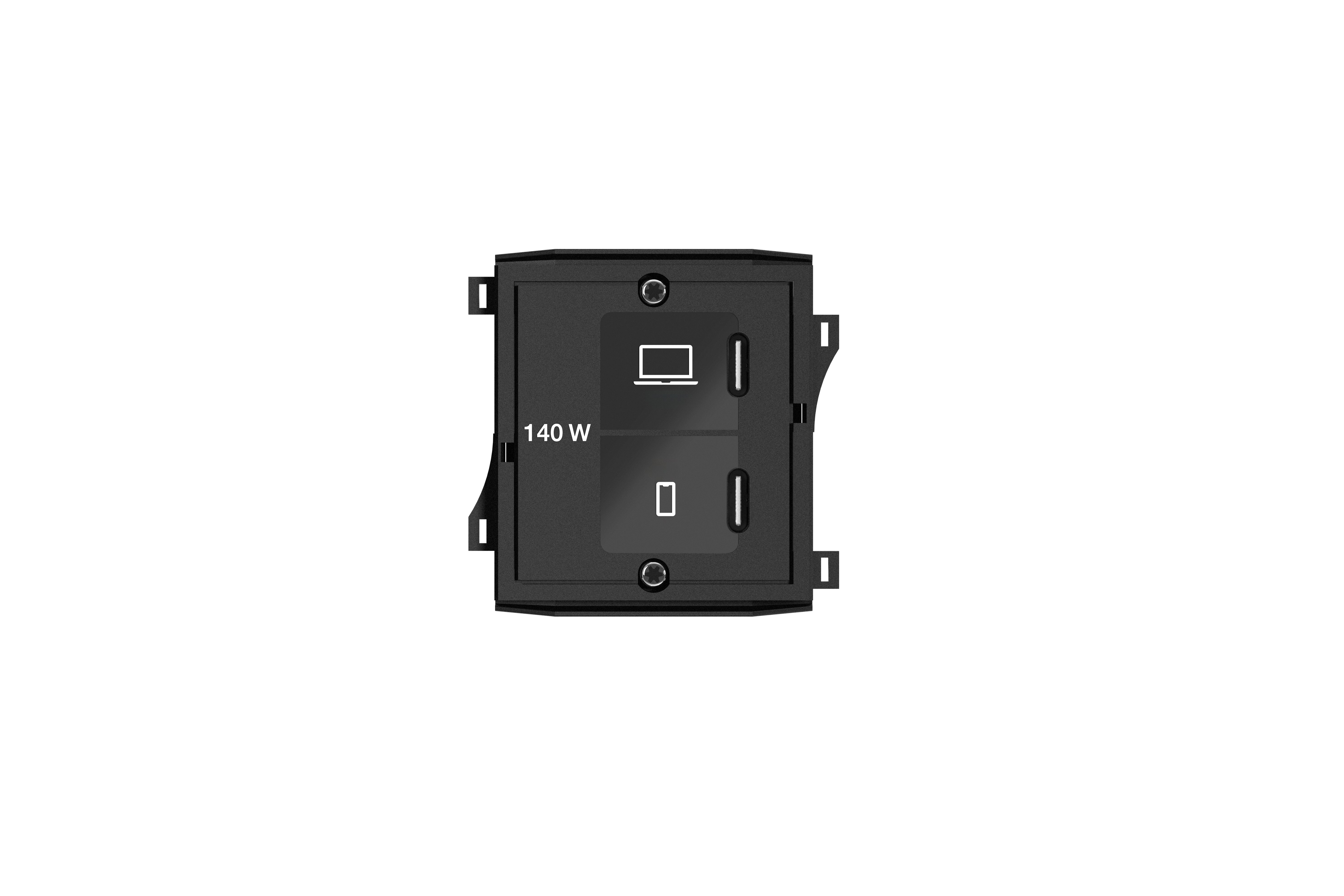 Bachmann BM0021867 Custom Module Bundle, USB C/C/C 140 W, 1,0 m Schutzkontaktstecker, inklusive Verbindungskabel USB 2.0, schwarz