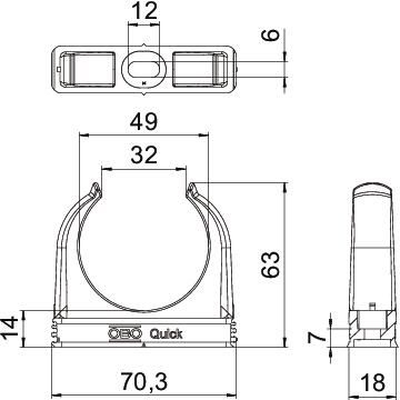 OBO Bettermann 2955/ M50 OBO-Quick-Schelle M50, 25 Stück, lichtgrau