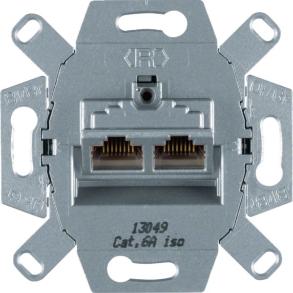 Hager WDF410862 UAE-Steckdose 2-fach 8/8-polig geschirmt, Cat.6A, Unterputz