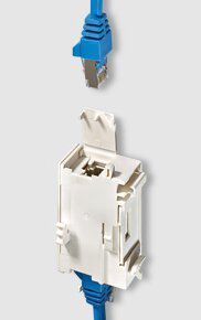 Hager ZZ45WAN2PP RJ45-Buchse in Patch/Patch Ausführung 180° für WAN-Anwendung, IP20, CAT 6A