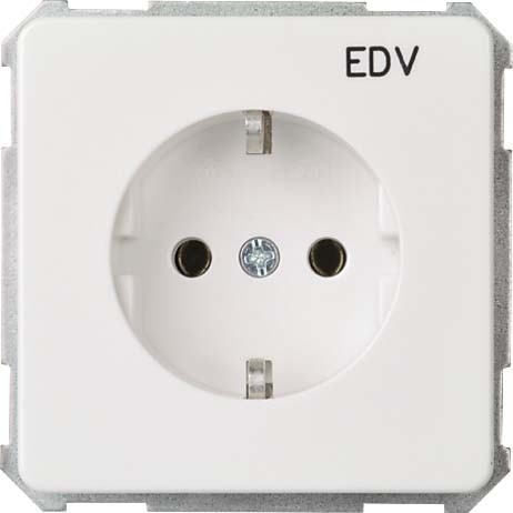 Elso 205104 Schutzkontakt-Steckdose mit Aufdruck "EDV", 16 A, 250 V, Steckklemme, hochkratzfest, Fashion, reinweiß glänzend