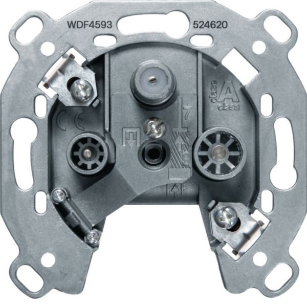 Hager WDF4593 Antennen-Steckdose 3-Loch, für SAT, TV und FM, Einzeldose, Unterputz