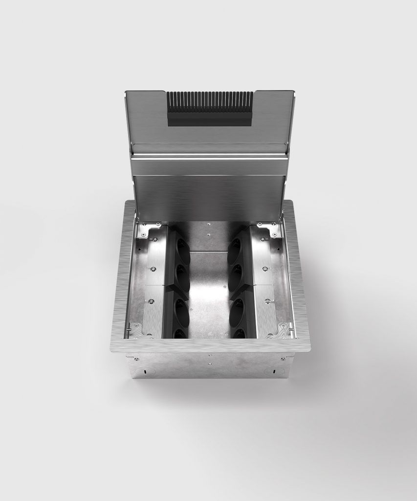 BS 8508E-3-1 Bodensteckdose 6x Schutzkontakt-Steckdose, 6x RJ45 1-fach, Edelstahl gebürstet