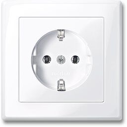 Merten MEG2301-1425 Schutzkontakt-Steckdose mit voller Abdeckplatte, Steckkl., M-SMART, aktivweiß glänzend