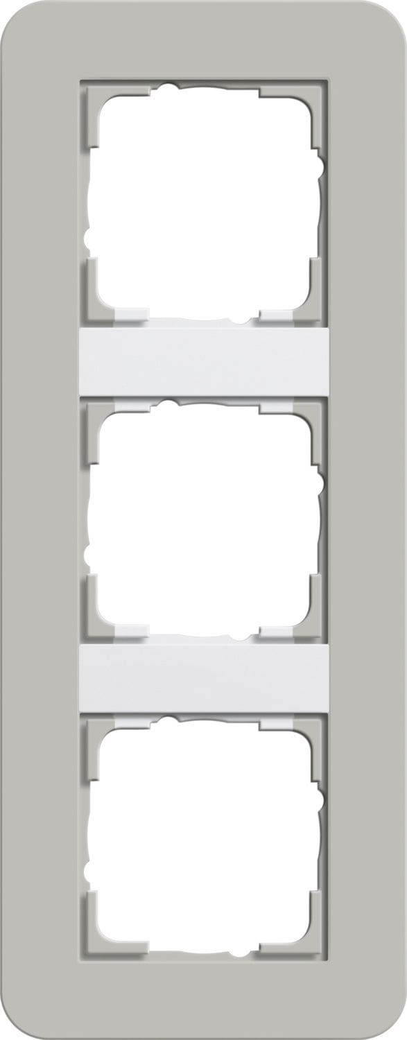 Gira 0213412 Abdeckrahmen 3-fach, Gira E3, grau Soft-Touch mit Trägerrahmen reinweiß glänzend