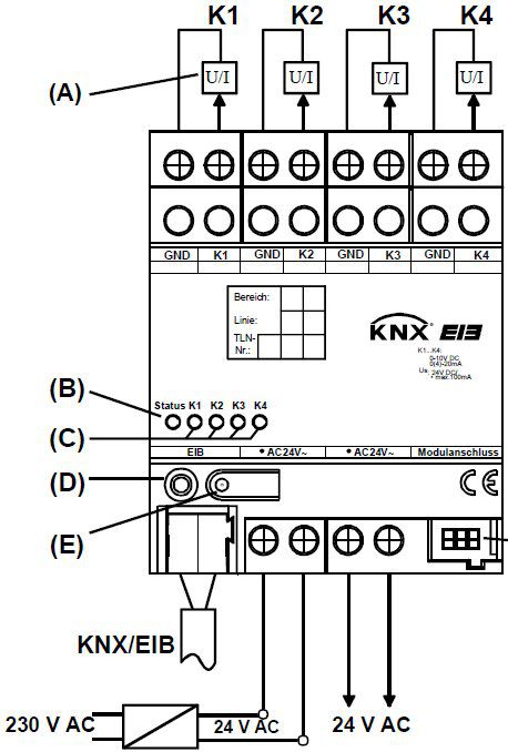 Gira 102200 Analogaktor 4-fach für KNX