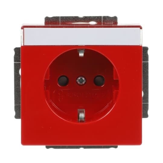 Busch-Jaeger 20 EUCNB-12-82 Schutzkontakt-Steckdose Safety+, mit Beschriftungsfeld, rot glänzend, Plattform 63
