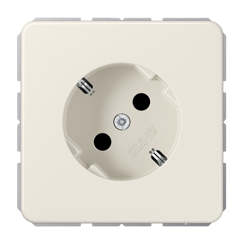 Jung 520-45 Schutzkontakt-Steckdose 45°, 16 A 250 V ~, mit nicht geerdetem Tragring, Duroplast, Serie CD, weiß