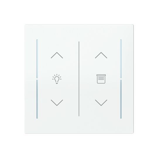 Busch-Jaeger LFDW/A.2.70.11-44g Abdeckung Wippe 2-fach mit Symbol "Dimmer/Jalousie", studioweiß glänzend, Busch-art linear, KNX