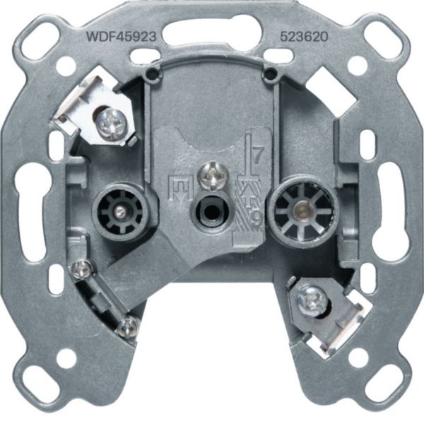 Hager WDF45923 Antennen-Steckdose 2-Loch, für TV und FM, 20dB Durchgangsdose, Unterputz