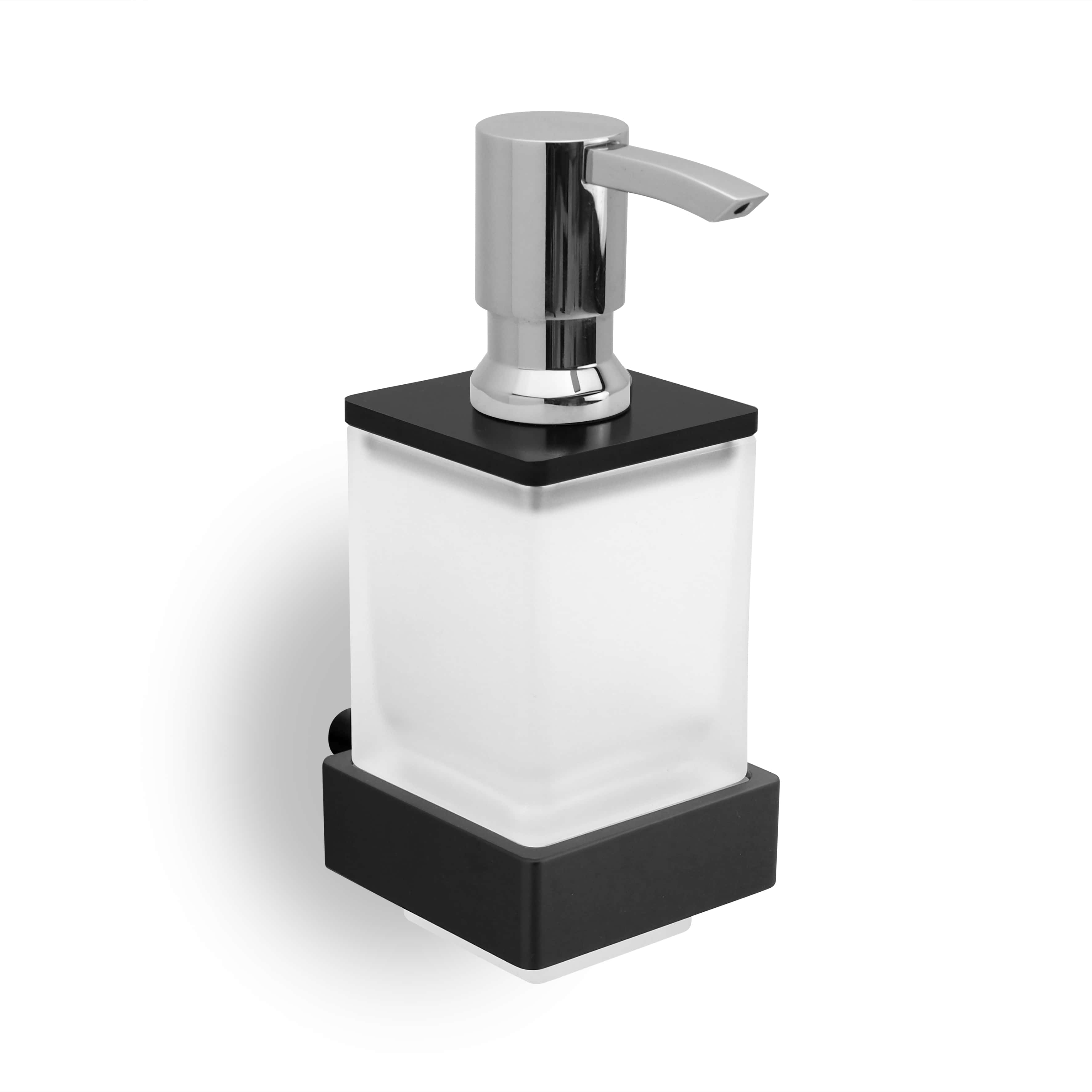 qles HLB0814 Badhalter Lotionspender, für Merten System-M, Glas satiniert, beleuchtet/LED/warmweiß (3000k), Anthrazit, edelmatt, IP44