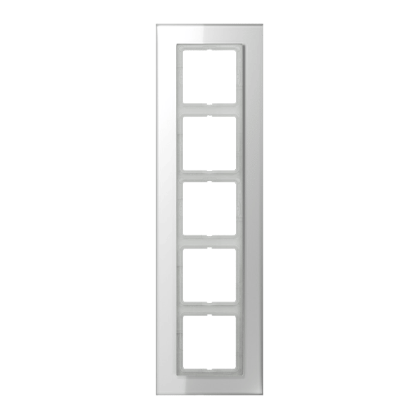 Jung LSP985GLWW Glasrahmen 5-fach, senkrechte und waagerechte Montage, Glas, LS PLUS, alpinweiß (Glas)
