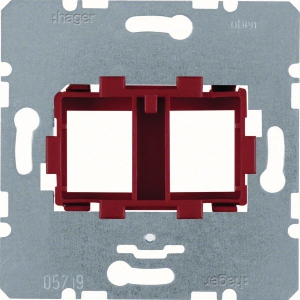 Hager WDF4711R Tragplatte mit roter Aufnahme 2-fach für Modular Jack, Unterputz, rot
