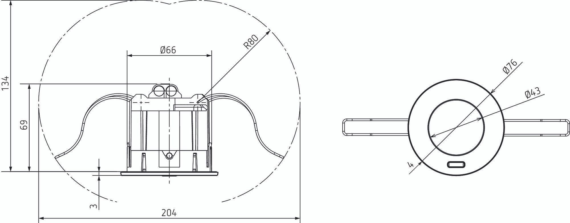 Theben 2039100 PlanoSpot 360 KNX DE WH Präsenzmelder für Deckeneinbau, 3 x Licht u. 2 x HKL, max. 8 x 8 m bei Höhe 3,5 m