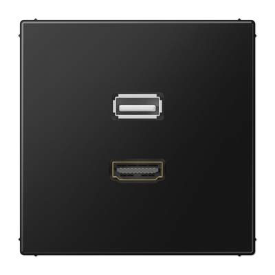 Jung MALS1163SWM HDMI, USB2Punkt0, MultimediaAnschlussystem HDMI / USB 2.0, Serie LS, graphitschwarz matt