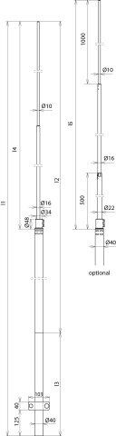 Dehn 105 170 Fangstange D40 4000mm