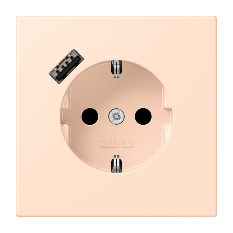 Jung LC152018A228 Schutzkontakt-Steckdose mit USB-Ladegerät Typ A, Safety+, Les Couleurs® 32091, rose pâle