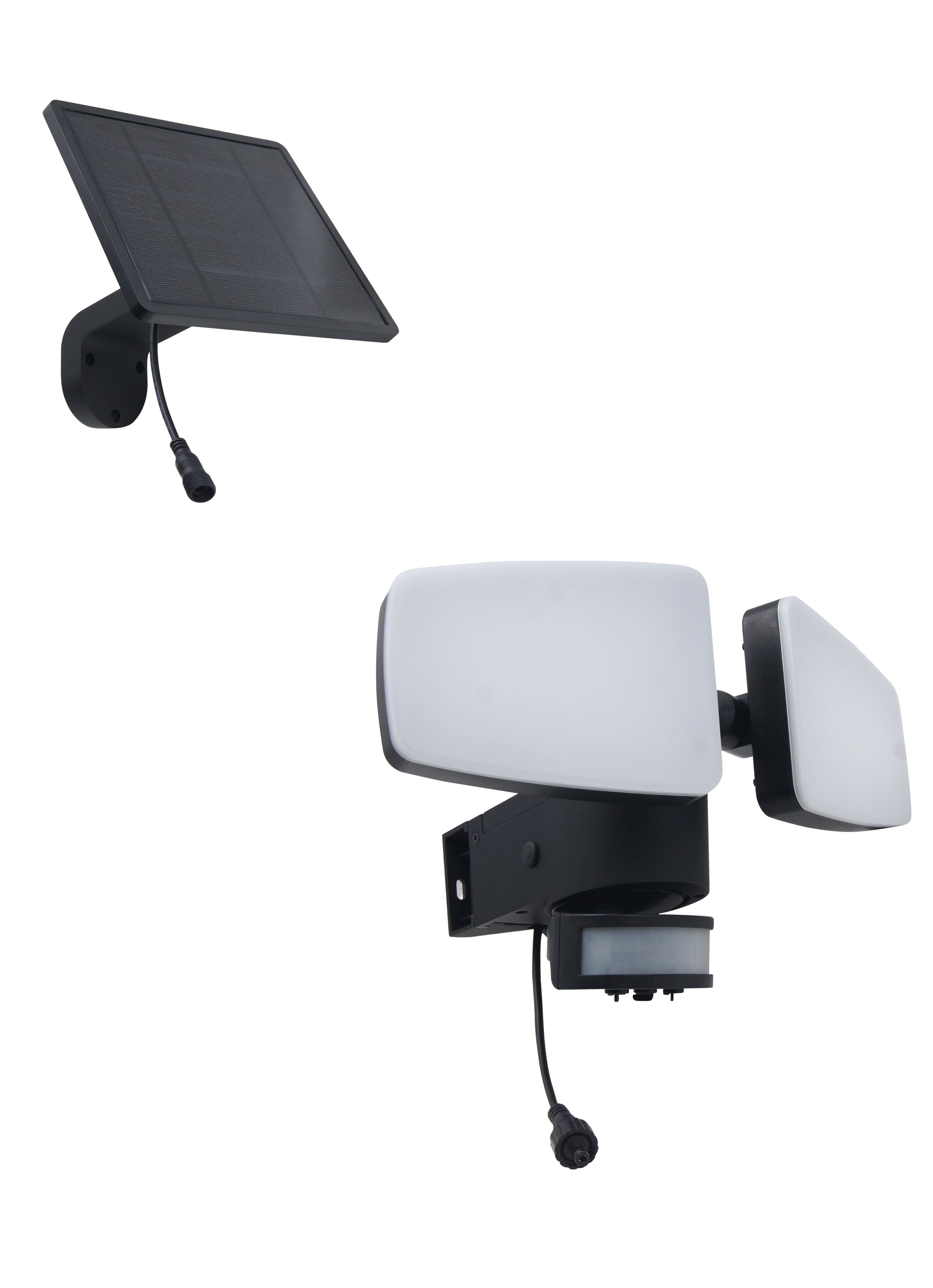 Heitronic VO-501425 Solar LED Doppelflutlichtstrahler DUPLEX, 12 W, 3000/4100/6500 K einstellbar, auch für Eckmontage