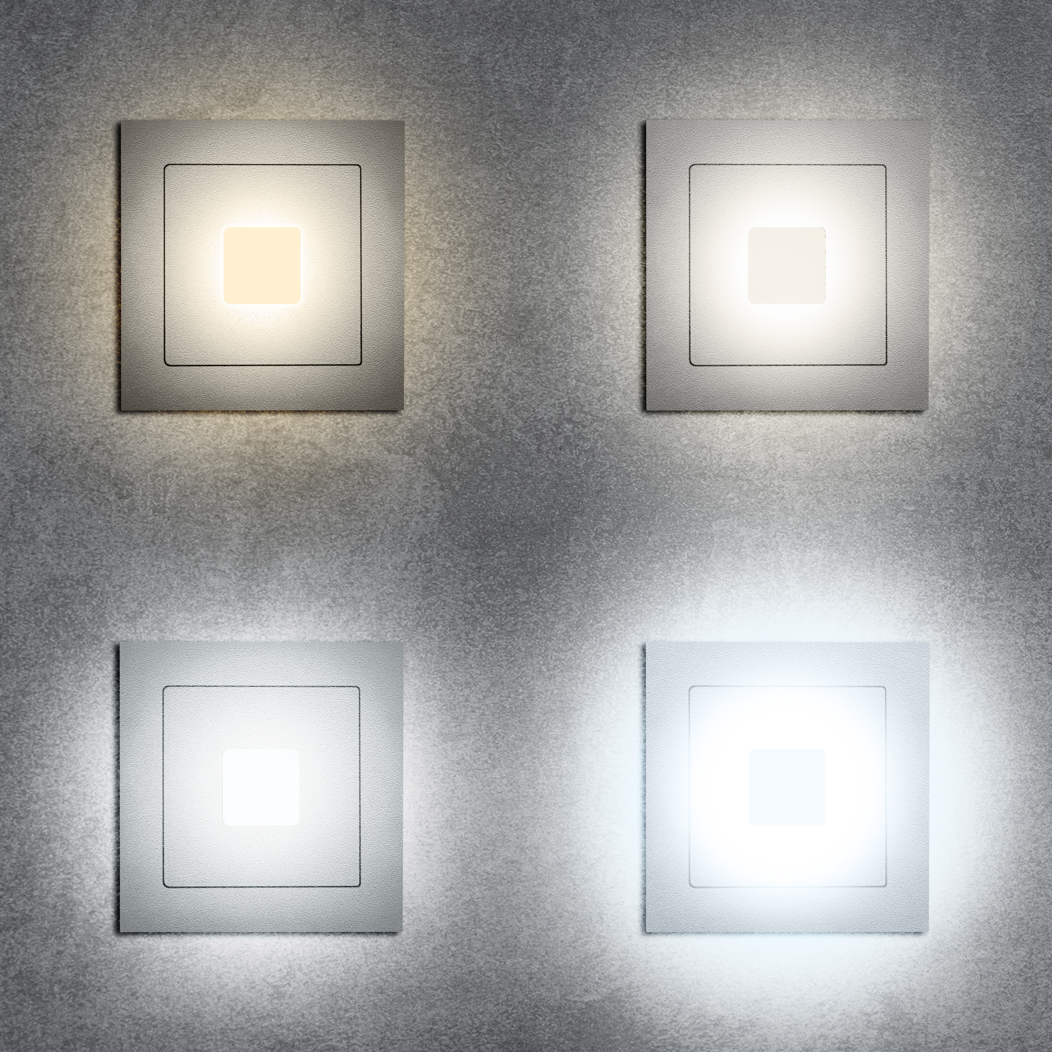 qles WEQ0860 Wandeinbauleuchte Quadrat, für Merten System-M, beleuchtet/LED/warmweiß (3000k), Aluminium, edelmatt, IP44, Quadrat