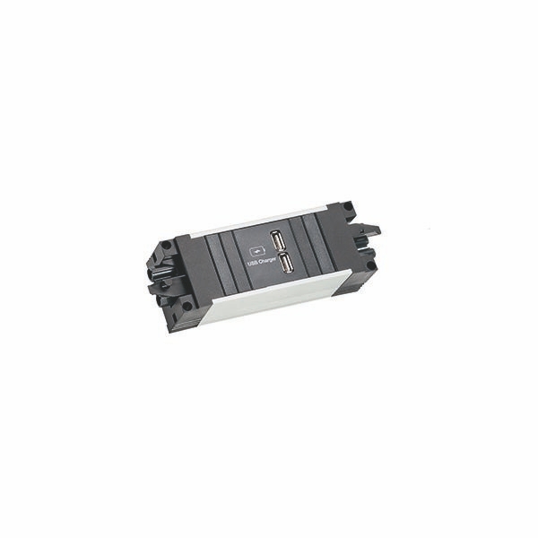 Bachmann 906.10932 Modulare Steckdosenleiste STEP ALU, 1x USB A/C 22 W, GST18, aluminium/schwarz