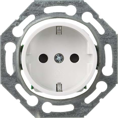Elso 225224 Schutzkontakt-Steckdose  (Baukastensystem) für Zentralplatte,mit erhöhtem Berührungsschutz ,45 Grad drehbar, 16 A, 250 V, Steckklemme, bruchfest, Fashion/Fashion IP44/Joy/Joy IP44, reinweiß glänzend