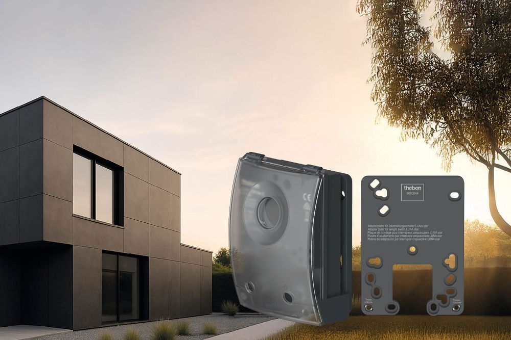 Theben 1260911 LUNA 126 star E AN Dämmerungsschalter mit integriertem Lichtsensor, 2-200 Lux, mit Adapterplatte, anthrazit