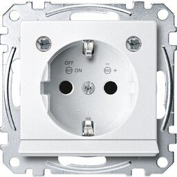 Merten MEG2304-0419 Schutzkontakt-Steckdose mit Lichtauslass und LED-Beleuchtungs-Modul, Berührungsschutz, Steckklemmen, System M, polarweiß