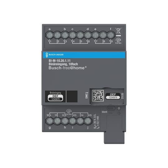 Busch-Jaeger BI-M-10.20.1.11 Binäreingang, 10-fach, potentialfrei, REG, 4 TE, grau, Busch-free@home®