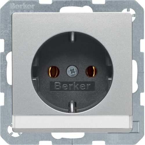 Berker 47506084 Schutzkontakt-Steckdose mit Beschriftungsfeld, Q.x, aluminium samt