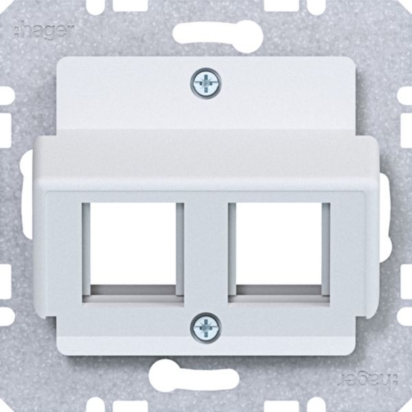 Hager WAF2164WM Zentralplatte 2-fach für AMP Jacks, 30° Schrägauslass, A.x/C.x/S.x/B.x/Q.x/K.x, lichtweiß matt