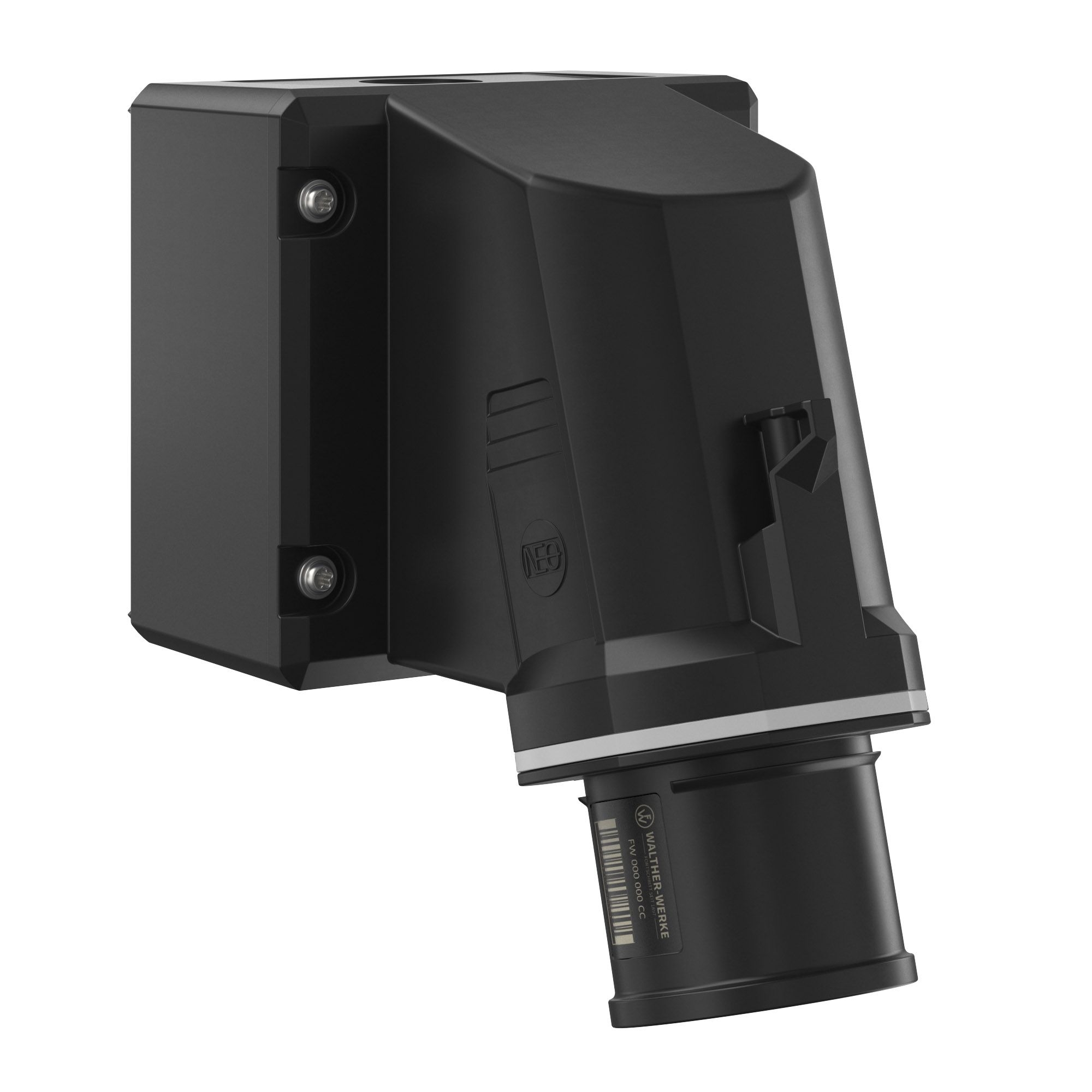 Walther Werke FW734401CC CEE NEO Wandgerätestecker schräg 32A 4P 1h IP54 mit Käfigzugfeder-Technik und drehbarem Boden