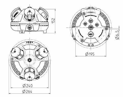 Mennekes 94354GE 3KRAFT Steckdosen-Kombination, IP20, 2x Schutzkontakt, 1x RJ45 2-fach