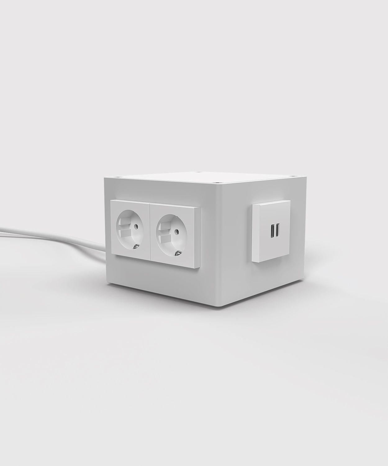 BS 1206-4-8 Aufbodentank, 4x Schutzkontakt-Steckdose, 1x USB-Laden 2-fach (Zuleitung hinten), reinweiß (RAL 9010)