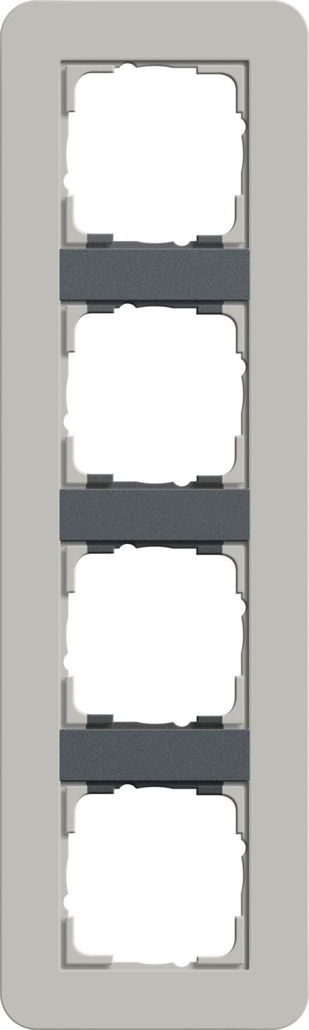 Gira 0214422 Abdeckrahmen 4-fach, Gira E3, grau Soft-Touch mit Trägerrahmen anthrazit