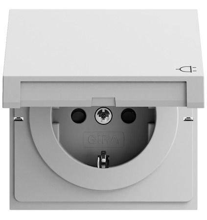Gira 441476 Schutzkontakt-Steckdose mit Klappdeckel und erhöhtem Berührungsschutz (Safety Plus), System 70, grau matt (lackiert)