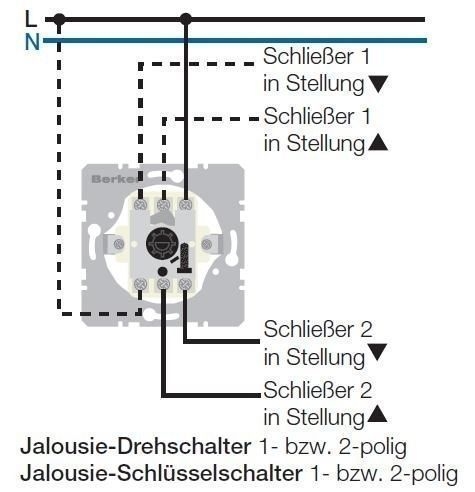 Berker 381113 Jalousie-Drehschalter 1-polig Zentralstück, Serie 1930/Glas, schwarz glänzend
