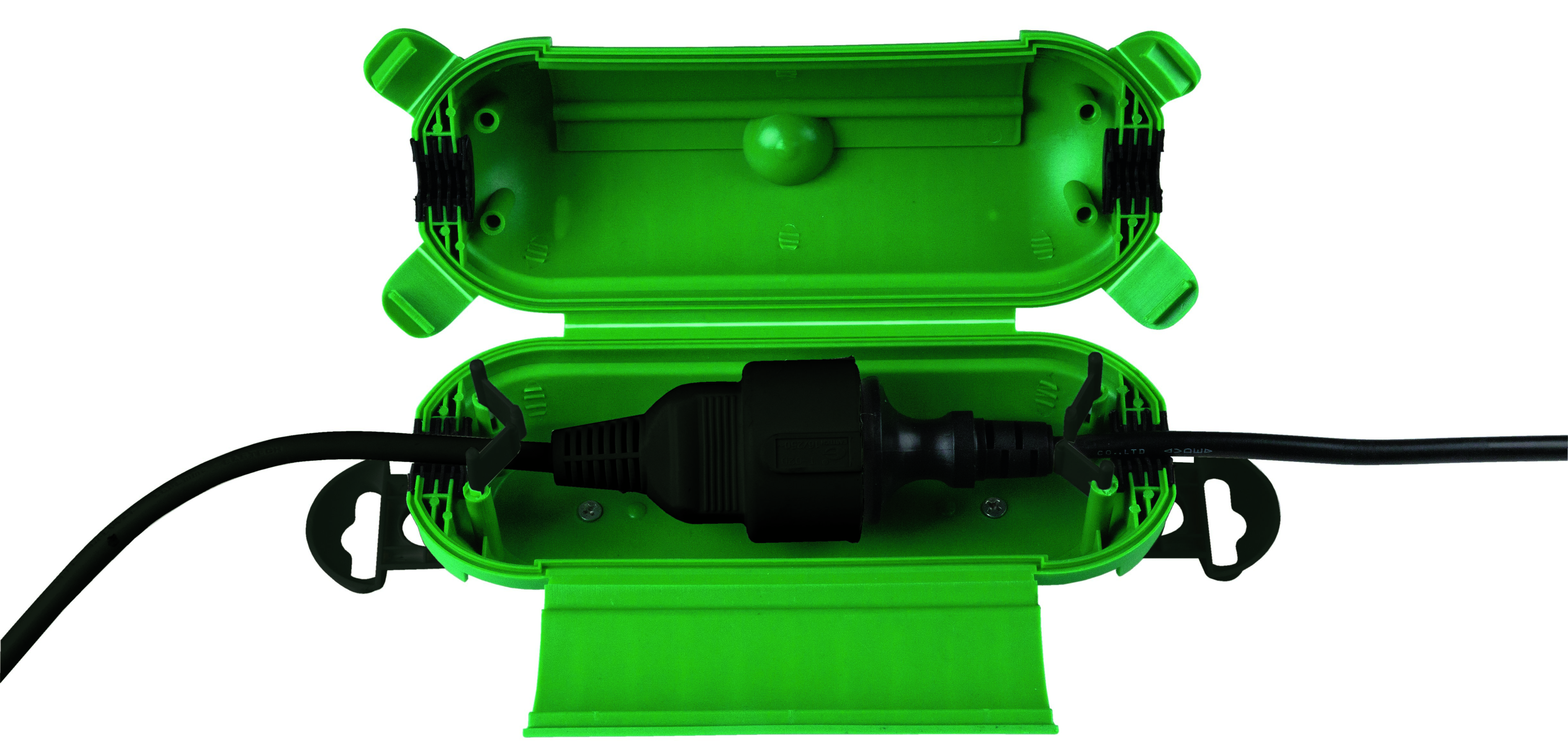 Heitronic 21050 Sicherheitsbox MINIMO, IP44, Schutz von Steckverbindungen, für Garten oder Camping, grün