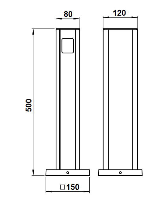 Albert 662105 Steckdosensäule mit 2 Steckdosen, Höhe 500mm, schwarz
