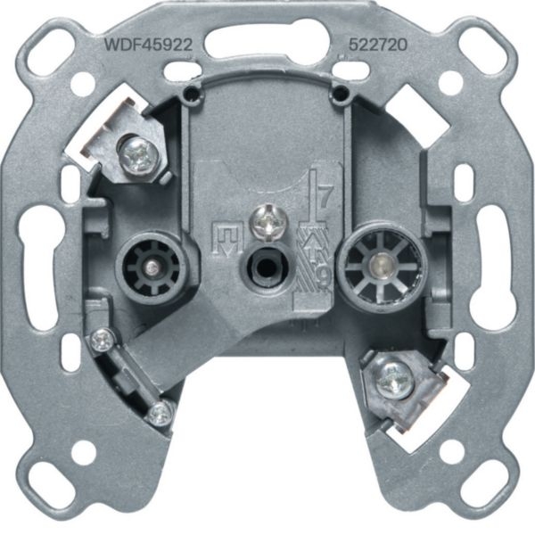 Hager WDF45922 Antennen-Steckdose 2-Loch, für TV und FM, 15dB Durchgangsdose, Unterputz
