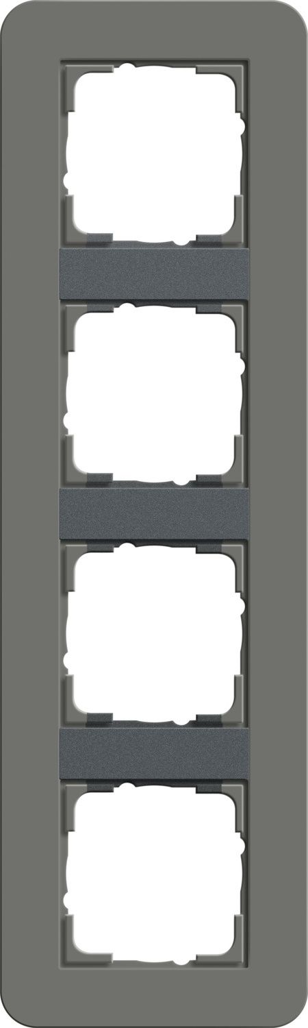 Gira 0214423 Abdeckrahmen 4-fach, Gira E3, dunkelgrau Soft-Touch mit Trägerrahmen anthrazit