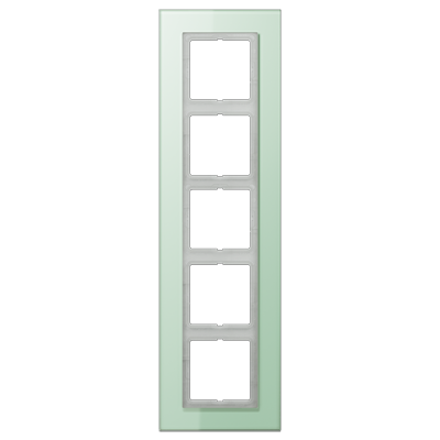 Jung LSP985GLAS Glasrahmen 5-fach, senkrechte und waagerechte Montage, Glas, LS PLUS, mattweiß