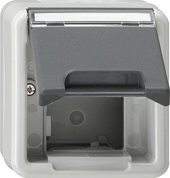 Gira 026230 Gehäuse Klappdeckel + Beschriftungsfeld Einschübe Kommunikationstechnik, Wassergeschützt Aufputz, grau
